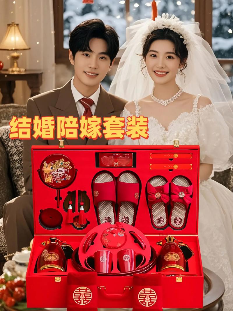 结婚陪嫁套装.这款高端女方嫁妆婚庆用品套装真是婚礼必备!红色